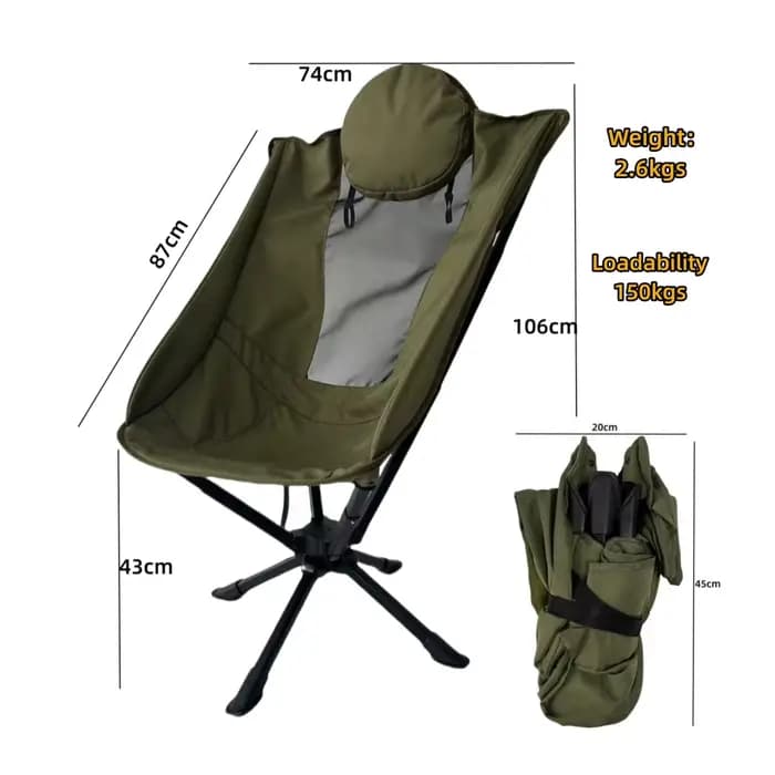 Chaise pivotante, chaise pliante portable d'extérieur