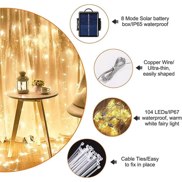 Guirlande solaire pour parapluie