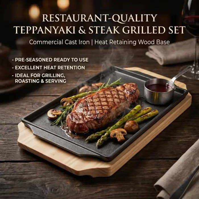 Plaque de Barbecue de Restaurant de forme rectangulaire en fonte