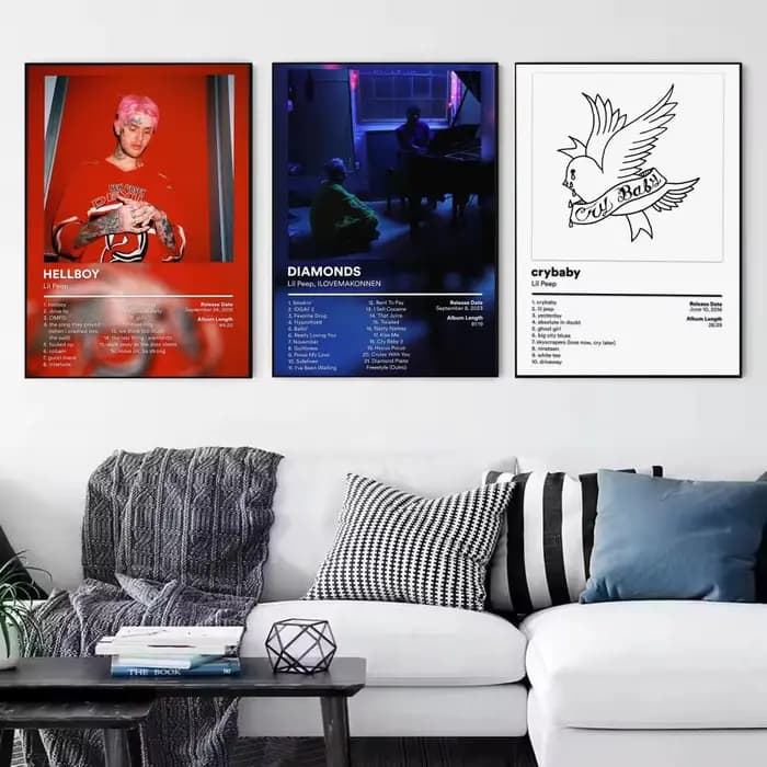Affiche d'album musical Singer L-Lil Peep, impression d'art mural esthétique moderne, minimaliste, pour chambre à coucher, salon, décoration de la maison, cadeau