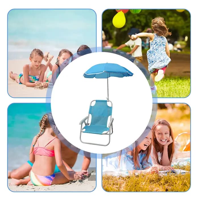 Chaises de plage et parapluies