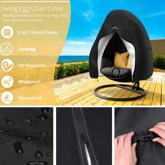 Housse de chaise suspendue en rotin pour patio extérieur