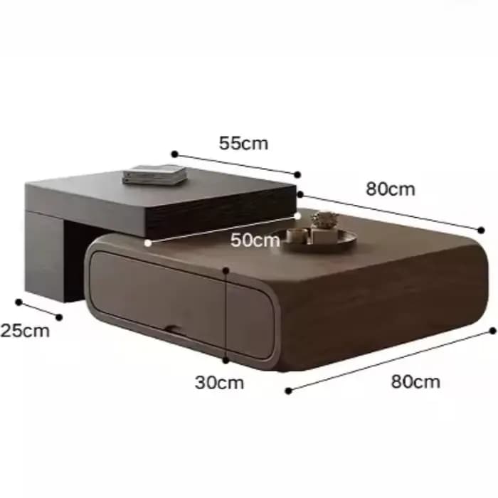 Table basse rétro en bois massif avec rangement