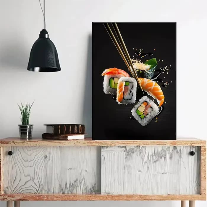 Affiche de sushi du stade du Japon pour la décoration intérieure, impressions pour la cuisine, illustration de nourriture japonaise mignonne, peinture sur toile, art mural esthétique