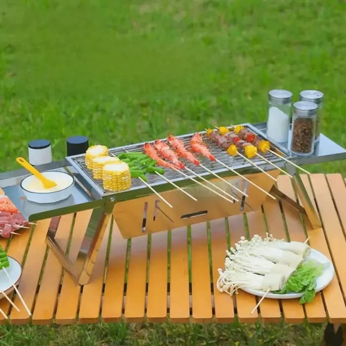 Barbecue pliant en acier inoxydable