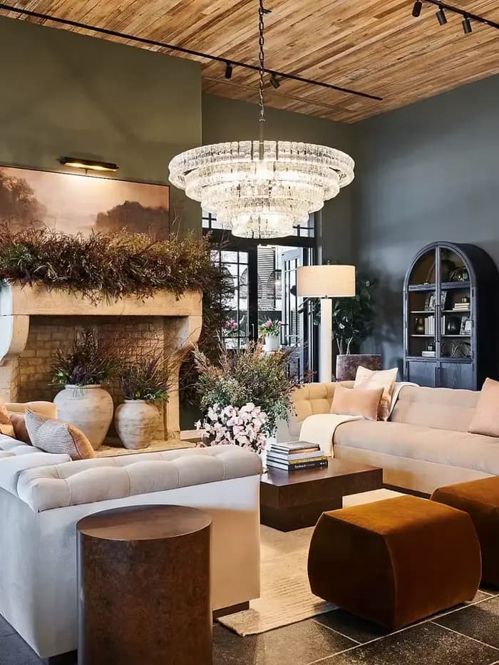 Doré postmoderne luxe décoration de la maison LED rond Transparent verre Lustre salon salle à manger lumière intérieure accrocher