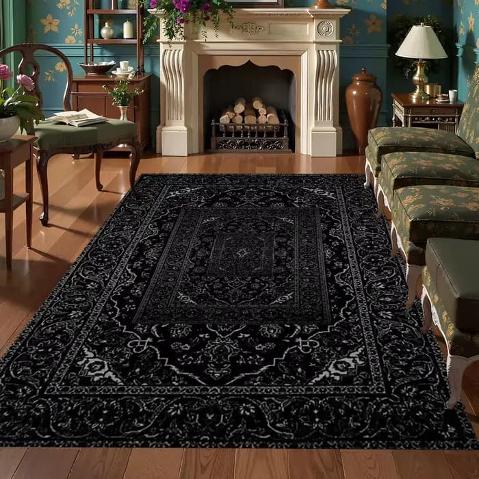 Tapis noir de Style bohémien, résistant aux taches, turc, pour salon, chambre à coucher, Table basse, cadeau, décoration de maison à la mode