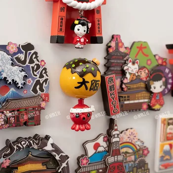 Aimant de réfrigérateur Souvenir de voyage japonais, Attraction touristique de ville, décoration de maison, autocollants en résine de tilleul, cadeaux créatifs du japon