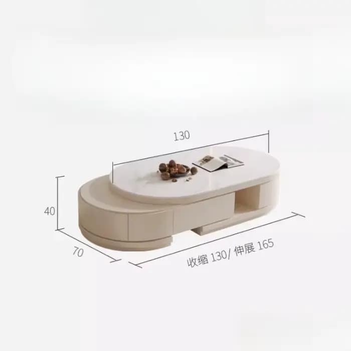 Table basse ovale moderne extensible et réglable