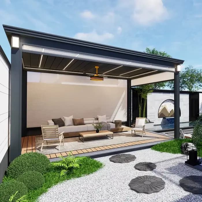 Pergola bioclimatique motorisée en aluminium 3x3 4x6m