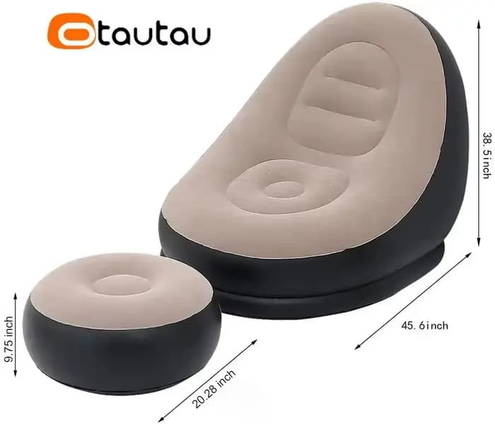 Chaise longue gonflable avec repose-pieds