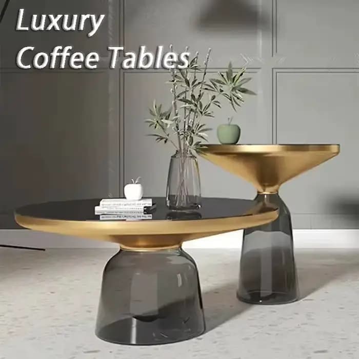 Table d'appoint ronde en verre transparent, tables basses de luxe, salon moderne nordique, table à thé, décorations de meubles colorés