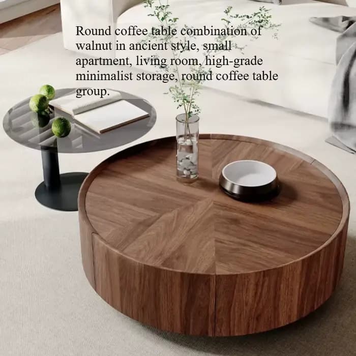 Table basse d'angle en bois avec rangement