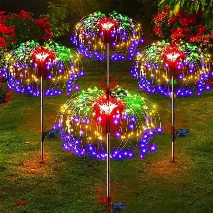 Lampes solaires LED d'extérieur en forme de feu d'artifice
