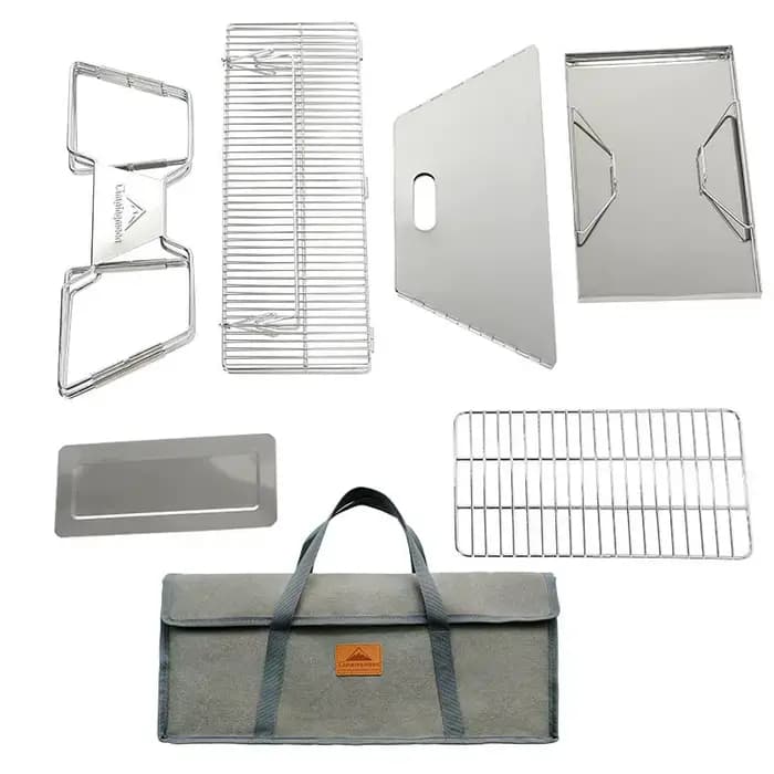 CAMPINGMOON MT-3 Grand Barbecue Pliant Grill En Acier Inoxydable