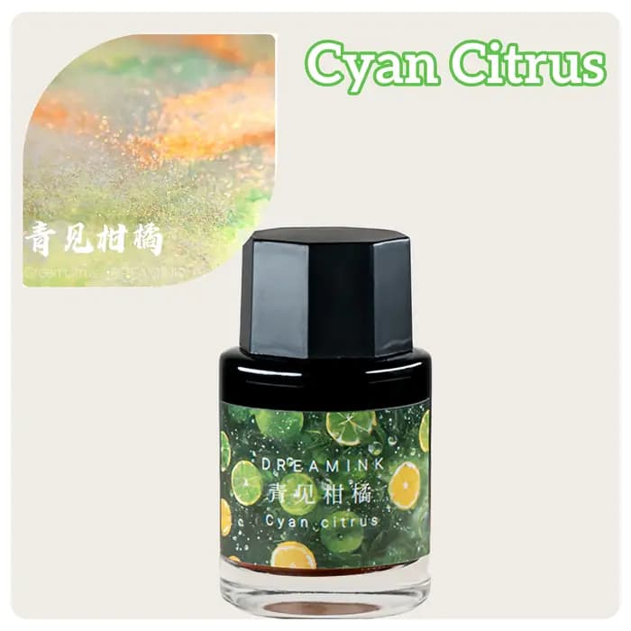 Encre Dream Ink, Cyan Citrus, Encre scintillante pour ombrage, Encre dorée pour carnet, 20ml