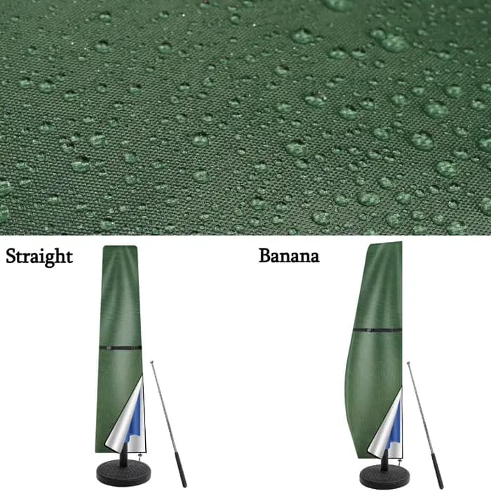 Housse de parasol de patio en tissu Oxford imperméable avec fermeture éclair et support, compatible