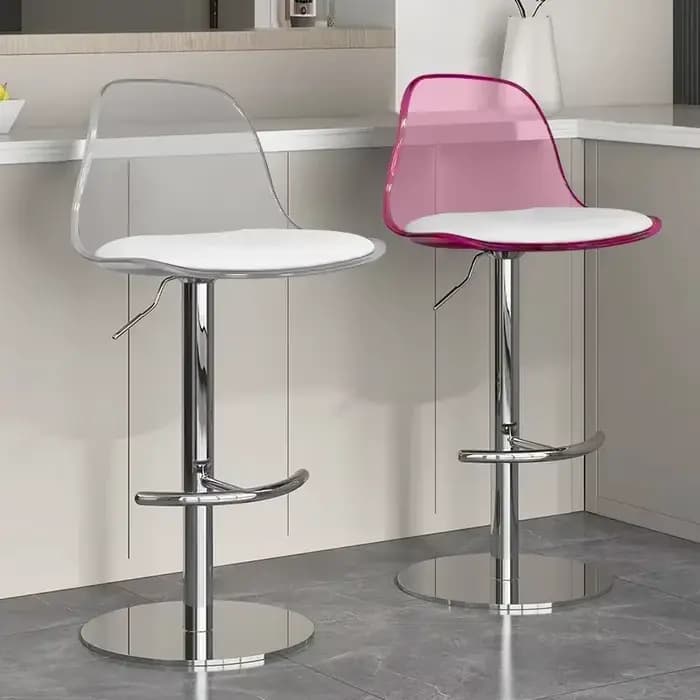 Chaises de Bar pivotantes nordiques rose Transparent barbier métal blanc chaises de Bar cuisine gran