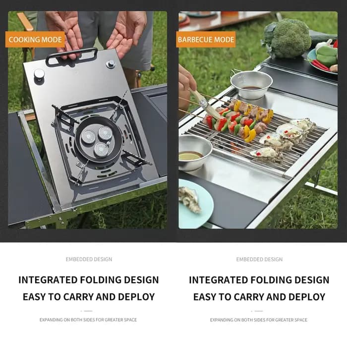 IGT Table pliante 304 en acier inoxydable série IGT ensemble Portable en plein air vacances fête Cam