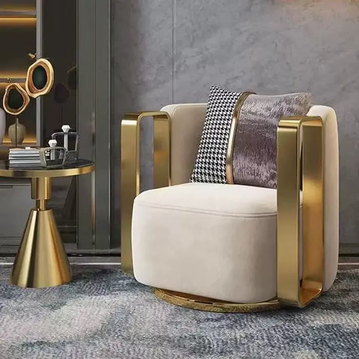 Luxe Relax cuir loisirs Accent chaise meubles de salon en métal pivotant loisirs moderne tissu faute