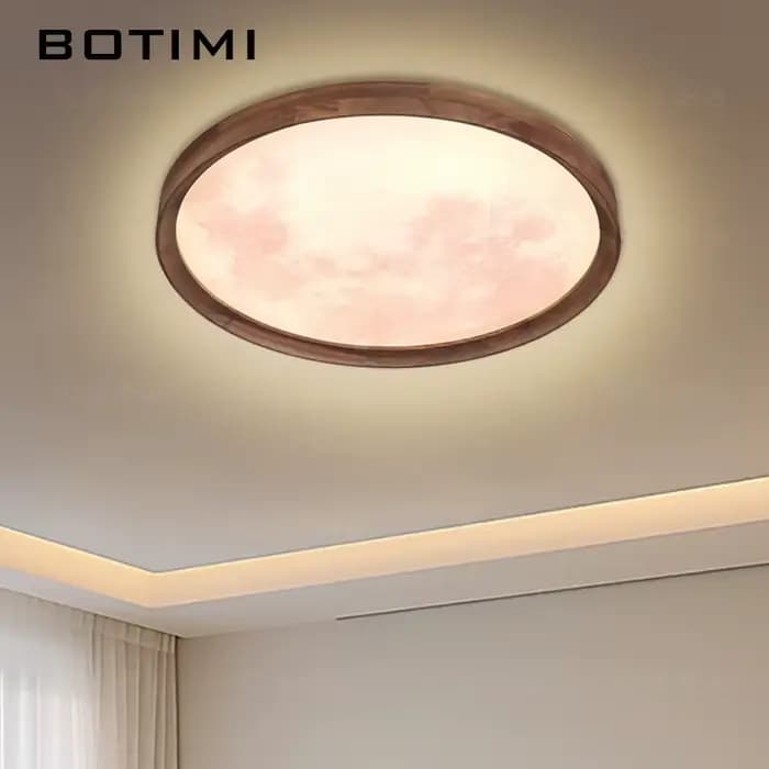 Plafonniers en bois de noyer avec télécommande pour salon, lampe de chambre à coucher moderne en boi