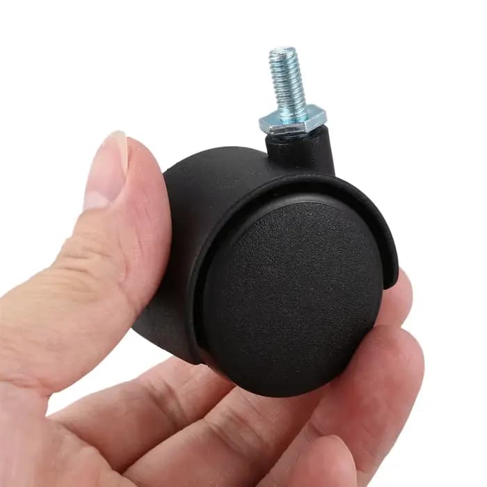 A04I 6mm tige filetée 40mm double roue roulette rotative noir