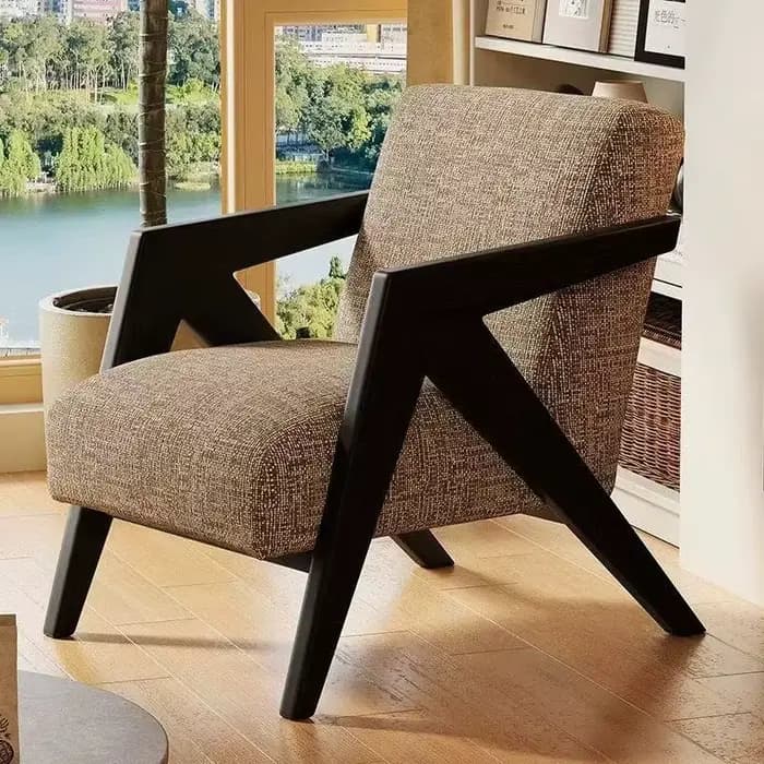 Fauteuil monoplace, chaise longue, structure en bois, en tissu, 552mm