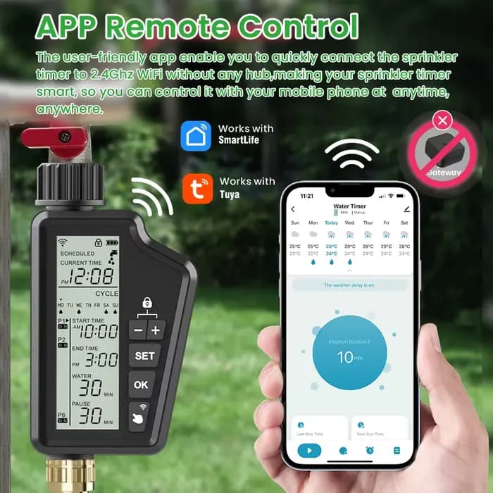 AVATTO Tuya WIFI minuterie d'arrosage de jardin intelligente avec grand écran LCD pour l'irrigation
