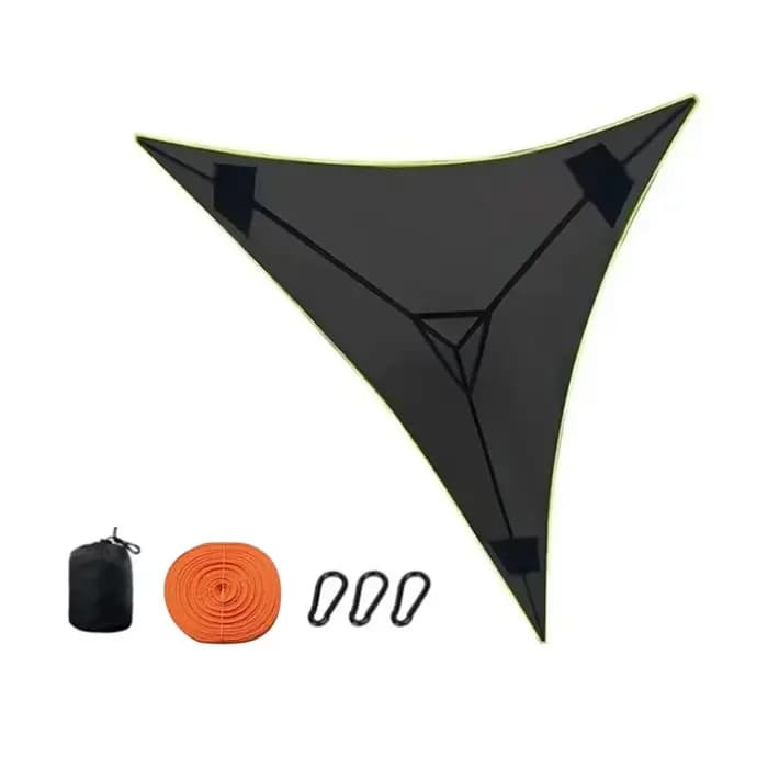 Grand hamac triangulaire respirant en maille pour 3 à 5 adultes, tapis portable pour camping, pique-
