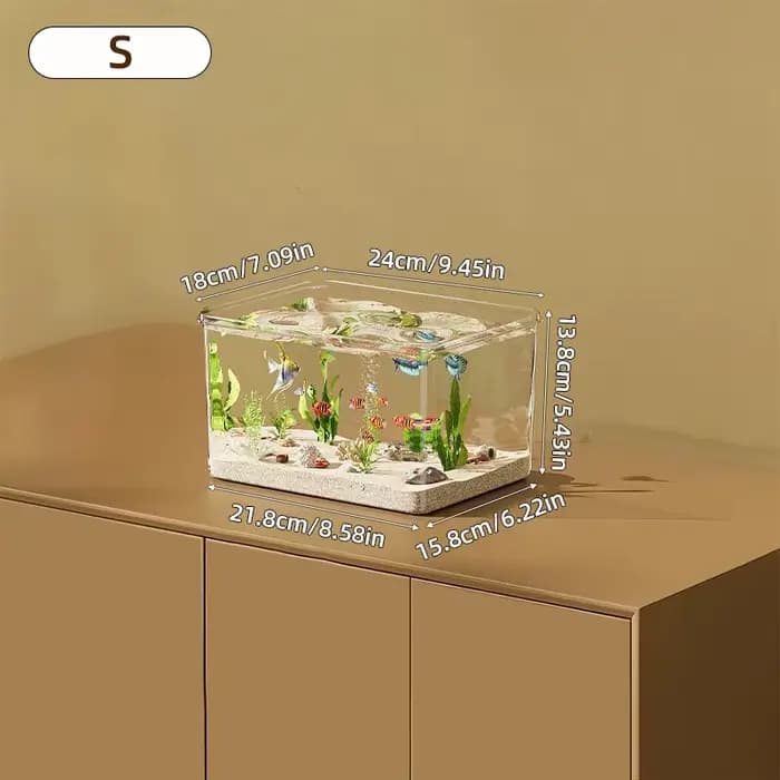 Aquarium Transparent de bureau créatif, pour bureau, décoration de maison, rectangulaire (aquarium n