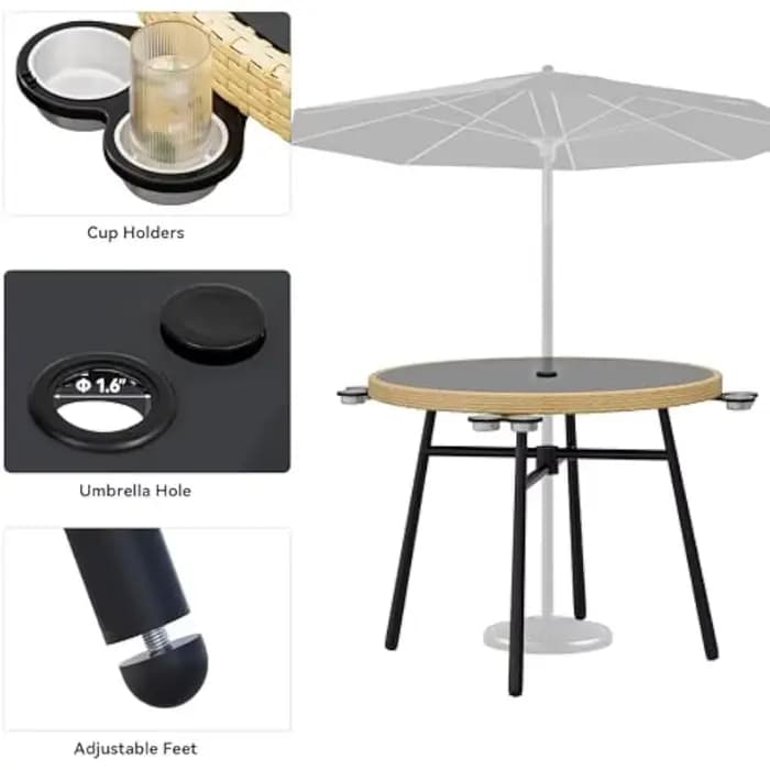Ensemble de salle à manger d'extérieur 5 pièces avec coussins rembourrés, table et chaises de patio