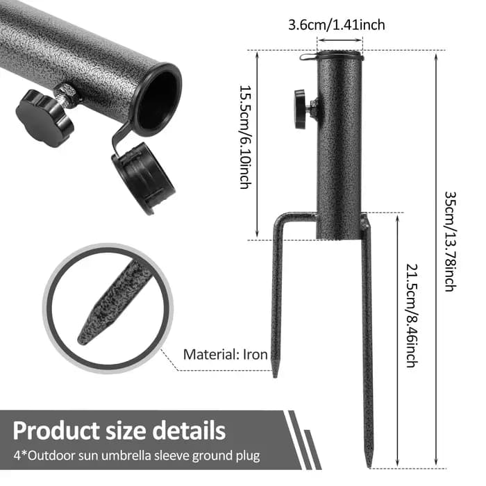 Support de Parasol sur piquet, 4 pièces, support de Parasol de plage à pointes en fer avec deux four