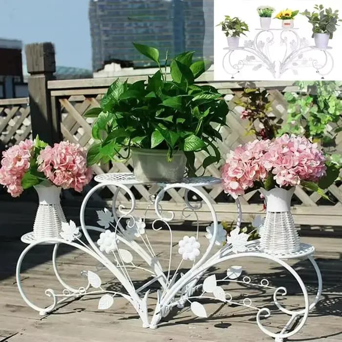 % A 2 pièces support pour plantes en métal antirouille 4 présentoir de fleurs en pot étagère pour ja