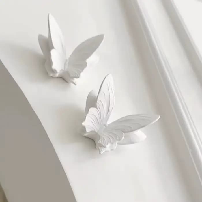 Décoration murale papillon, lot de 2, papillon en plâtre blanc 3D, art mural pour salon, chambre à c