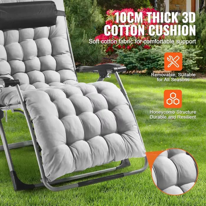 SucceBuy Zero Gravity Chair Zero Gravity Chaise longue inclinable réglable Anti-gravité avec coussin