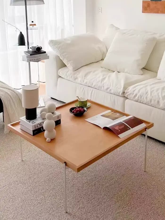 Table d'appoint en bois massif pour invités, Table à thé nordique moderne, simplicité légère, Design