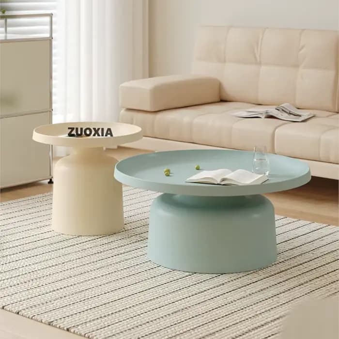 MOMO-Table Basse Ronde Style Martini Crème, Petite Maison Scandinave, Moderne, Simple, Salon, Ménage