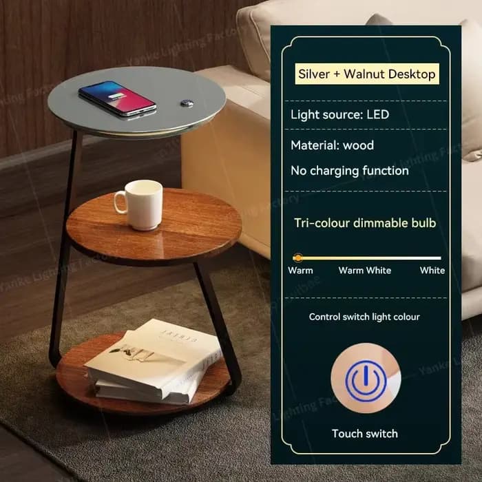 Lampadaire LED avec étagère pour chambre à coucher, éclairage de table basse de chevet, rangement cr