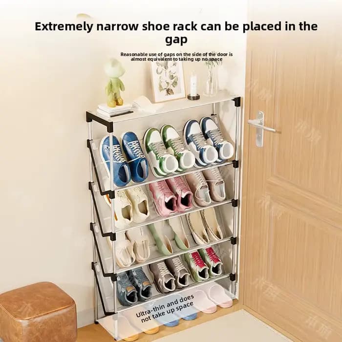 Nouveau étagère à chaussures simple multicouche inclinée anti-poussière. Armoire à chaussures peu en