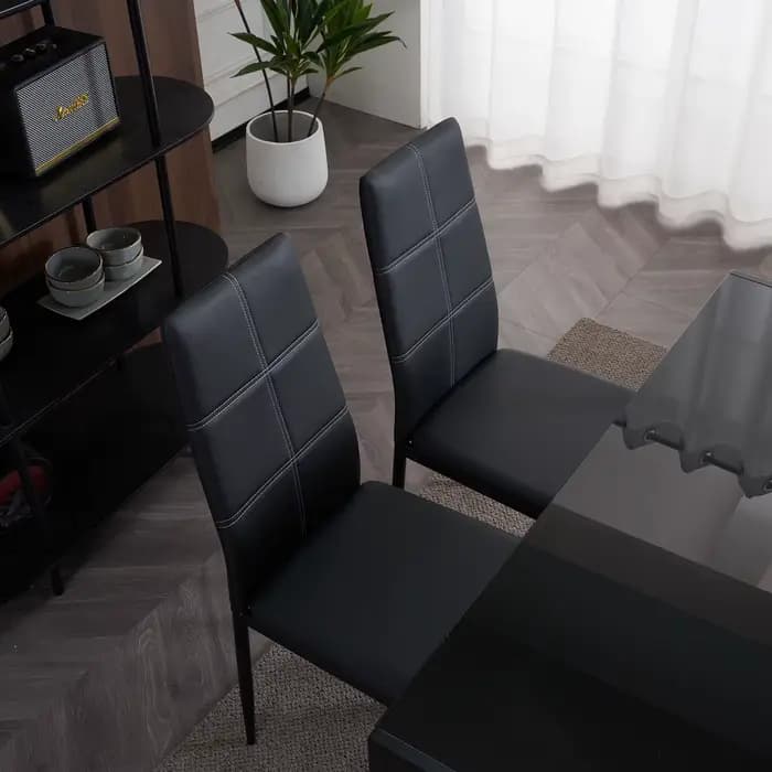 L Super Stable 4 pièces chaises de salle à manger noires Texture chaises de salle à manger à dossier