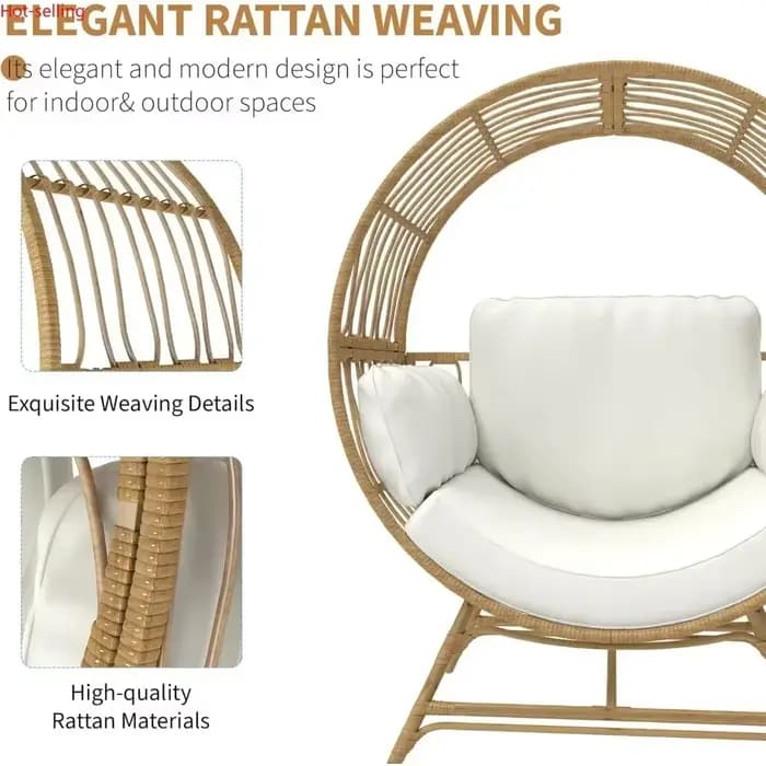 Fauteuil œuf d'extérieur et d'intérieur, best-seller, chaise en rotin surdimensionnée avec coussin é