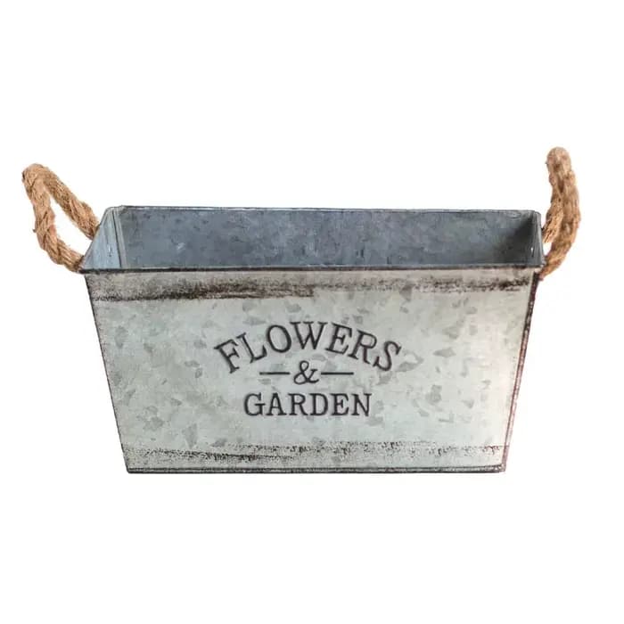 Pots de fleurs en fer galvanisé, décoration de meubles, seau de fleurs rectangulaire rétro minable,