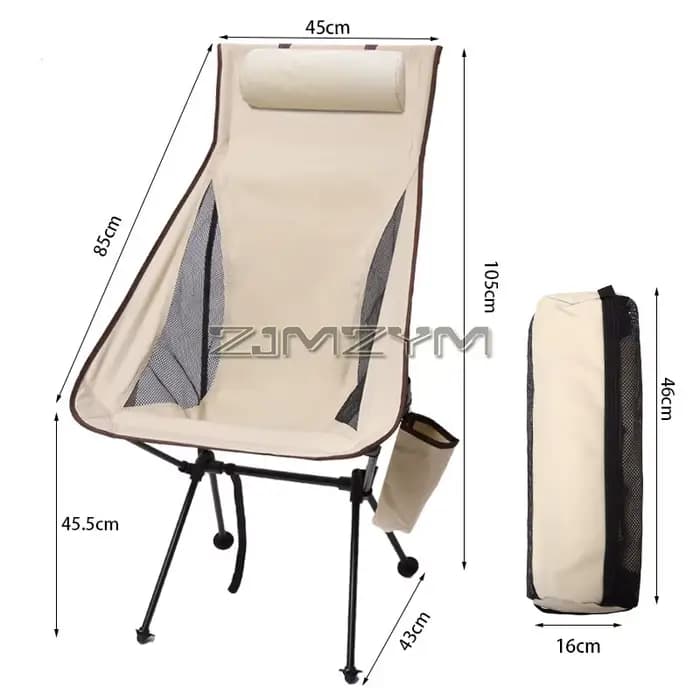 Chaise de camping pliante portable avec appui-tête, chaises de tourisme légères, chaise de pêche en