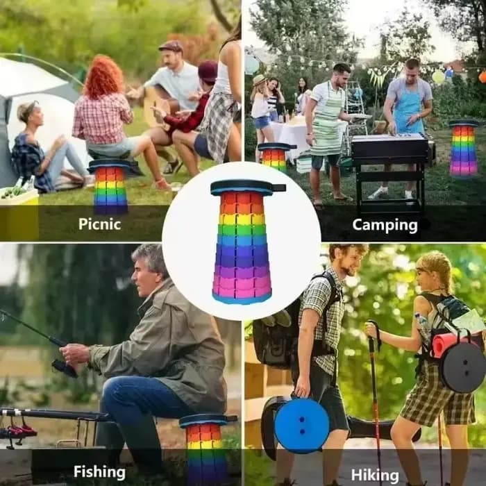Chaise télescopique pliante en plastique portable, tabouret réglable léger pour la pêche, le camping