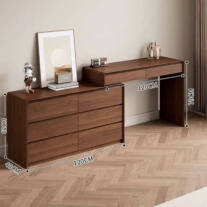 Coiffeuse moderne minimaliste en bois, multifonctionnelle avec rangement, pour maquillage et coiffur