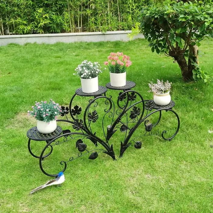% A 2 pièces support pour plantes en métal antirouille 4 présentoir de fleurs en pot étagère pour ja