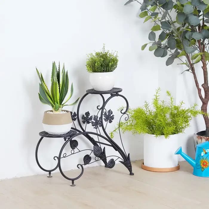 % A 2 pièces support pour plantes en métal antirouille 4 présentoir de fleurs en pot étagère pour ja