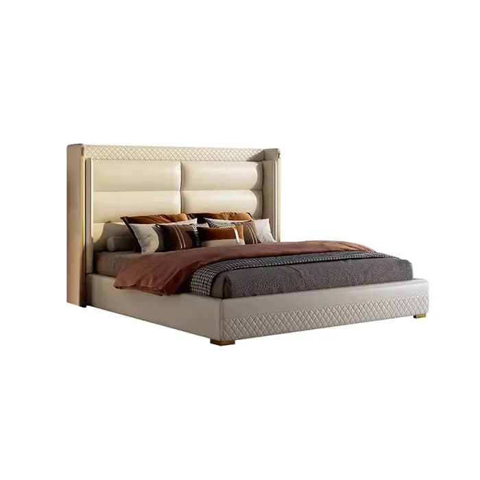 Lit avec dossier en cuir, mobilier moderne, pour chambre à coucher principale, cadre de 1.5M/1.8M