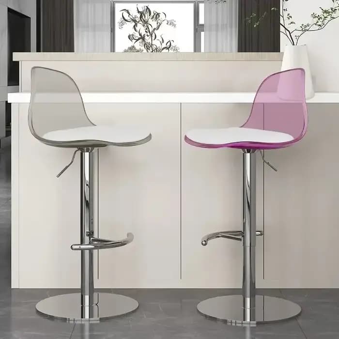 Chaises de Bar pivotantes nordiques rose Transparent barbier métal blanc chaises de Bar cuisine gran