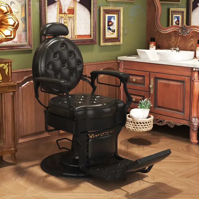 Fauteuil de Barbier Pivotant Spécialisé avec Dossier, Chaise de Barbier Vintage de Luxe Unique, Esth